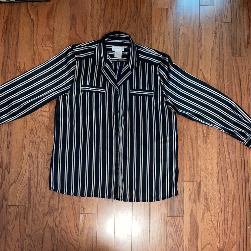 Black and Gold Striped Button Up